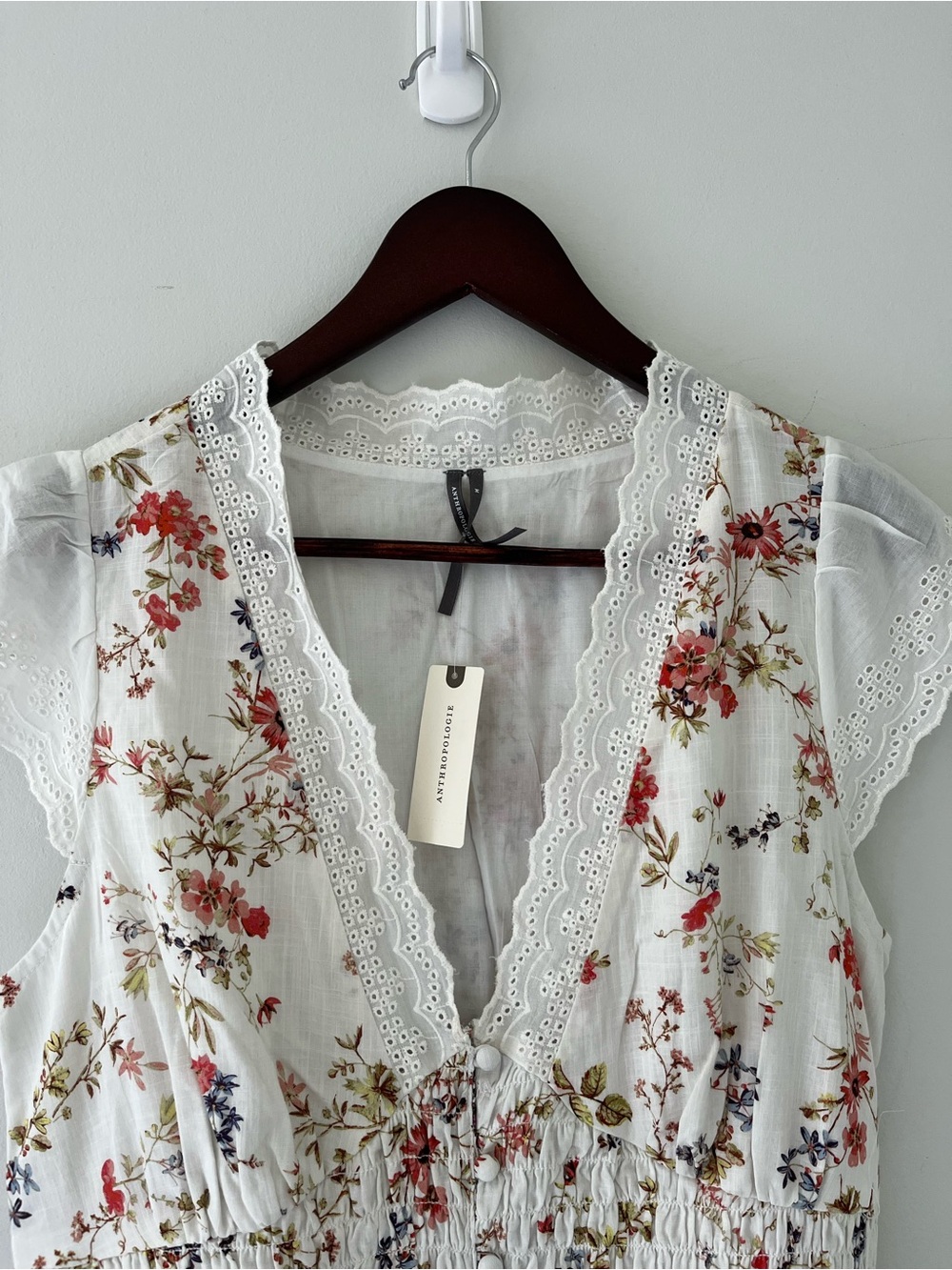 NWT By Anthropologie Peregrine Tiered Deco Midi Dress Floral Lace Cotton - Picture 4 of 8